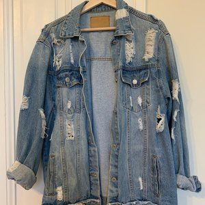 Distressed Oversized Jean Jacket
